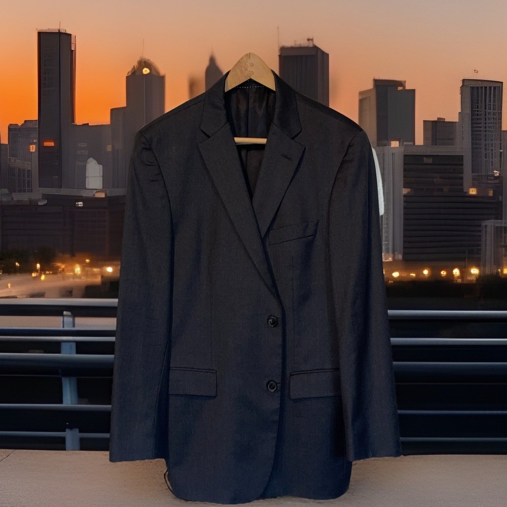 Hugo Boss Super 110 Virgin Wool Blazer Men 42R‎ Dark Gray Wedding Business Event